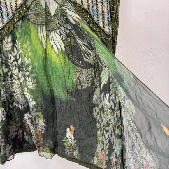 Vintage Alberto Makali Size M Whimsigoth Forest Fairy Lace Fly Away Chiffon Top - Picture 7 of 10